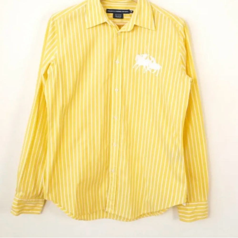 Ralph Lauren sport yellow striped button up 100% cotton